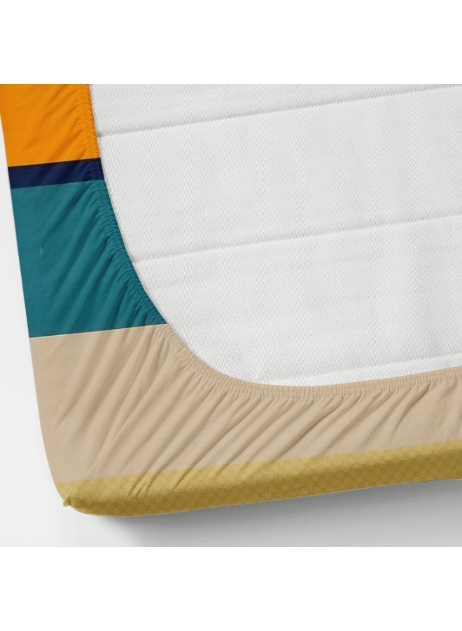 AURIO Premium Single Size Fitted Bedsheet with 1 Pillowcase – Modern Design & Pattern – Deep Pocket (90x200+25 cm) Soft, Breathable Microfiber Bedding for Kids & Guest Rooms - Image 5